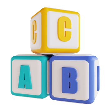 3D illustration cube ABC png