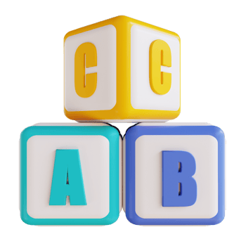 3D illustration cube ABC png