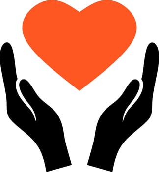 Hands holding the red heart isolated on white background vector