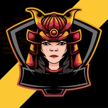 esport logo, woman with samurai helmet, fit for squad logo, logo gaming team logo, vector