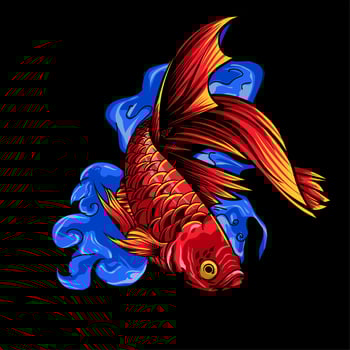 vector illustration, bright yellow betta fish, very good for t-shirt printing