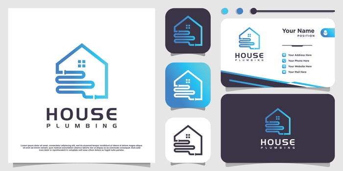 Plumbing logo with creative element concept Premium Vector