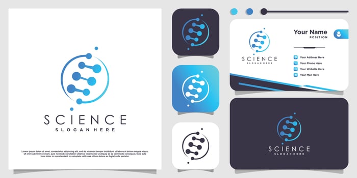 Science logo with creative element concept Premium Vector