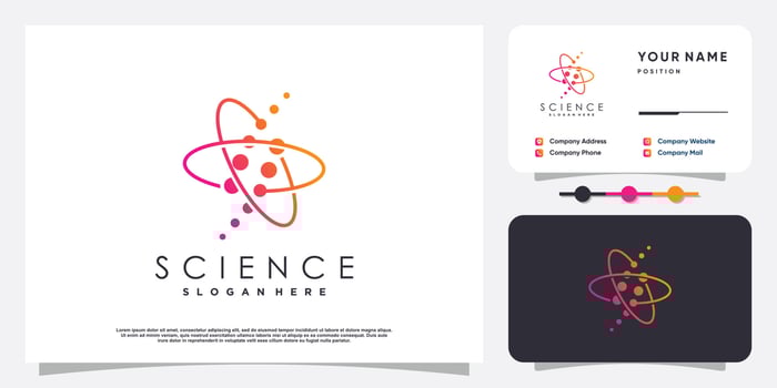 Science logo with creative element concept Premium Vector