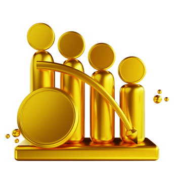 3D illustration  golden general coin drop chart png
