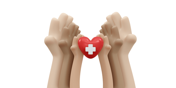 3D rendering of hand holding heart concept of blood organ donation png