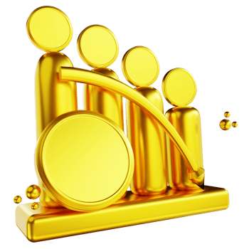 3D illustration  golden general coin drop chart png