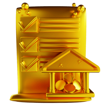 3D illustration golden document banking png