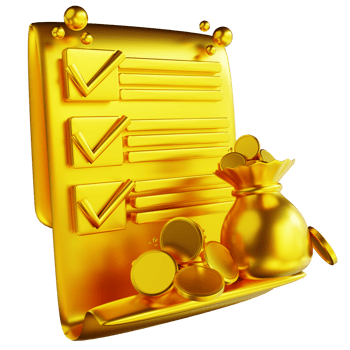 3D illustration golden document general coin bag png