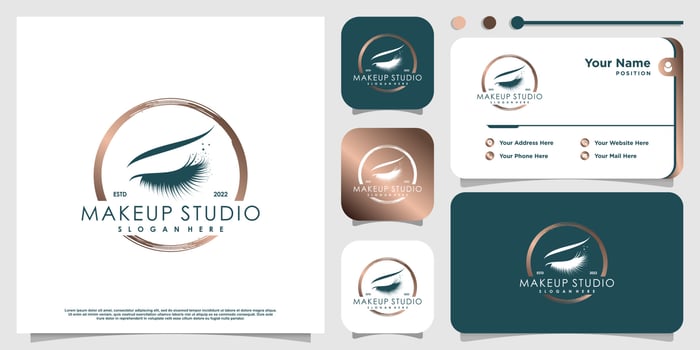Lash logo design for beauty with creative element Premium Vector