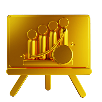3D illustration golden general coin presentation graph up png