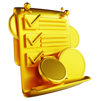3D illustration golden general coin and checklist png