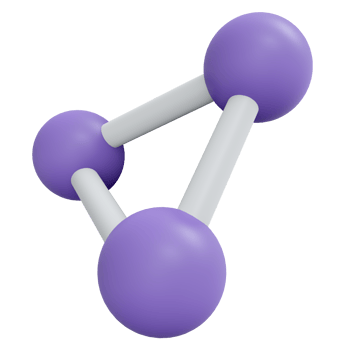 3D rendering of atom molecule icon png
