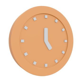 3D rendering clock time icon png