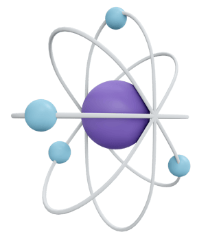 3D rendering of atom molecule icon png