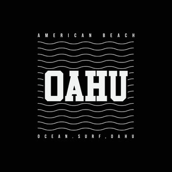 Oahu illustration typography. perfect for t shirt design vector