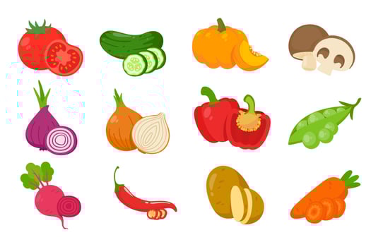 Assorted colorful vegetables Extinguishers for cooking in the kitchen vector