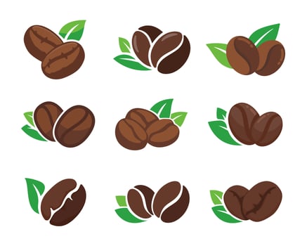 brown roasted coffee beans It has a bitter aroma and taste. For brewing with hot drinking water vector