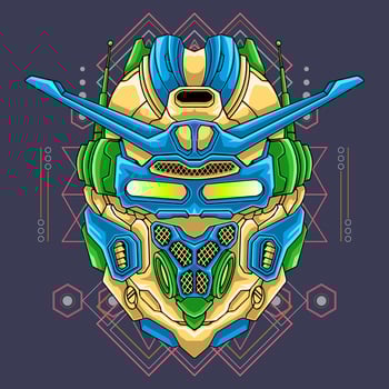 Head warrior robot illustration vector