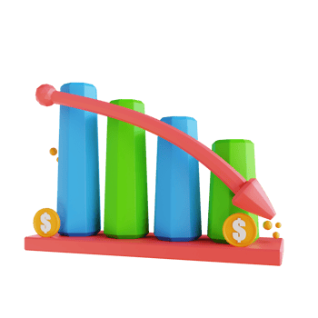 3D illustration low poly graph down png