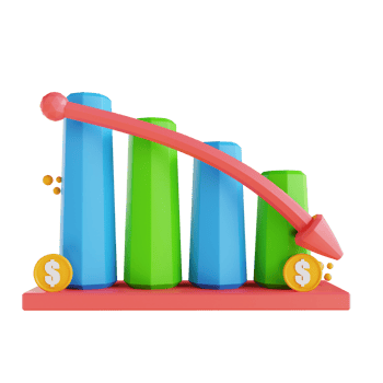 3D illustration low poly graph down png