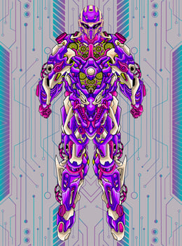 Futuristic mecha robot builded by head arm body illustration vector