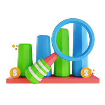 3D illustration low poly data analysis png