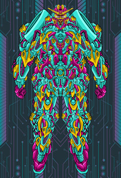 Illustration full body futuristic war mecha robot vector
