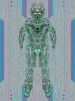 Illustration character mecha robot full body vector