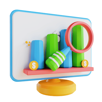 3D illustration low poly computer and data analysis png