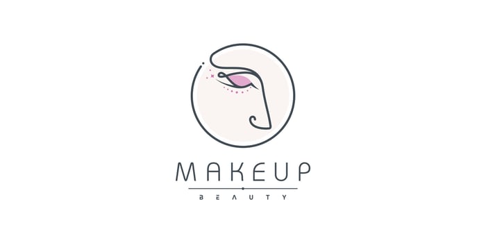 Makeup beauty logo design with lips concept Premium Vector