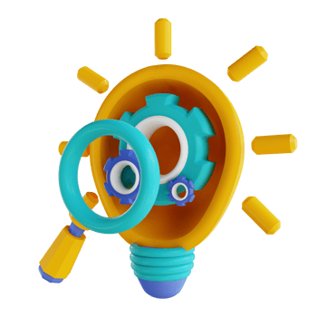 3D illustration search idea setting png