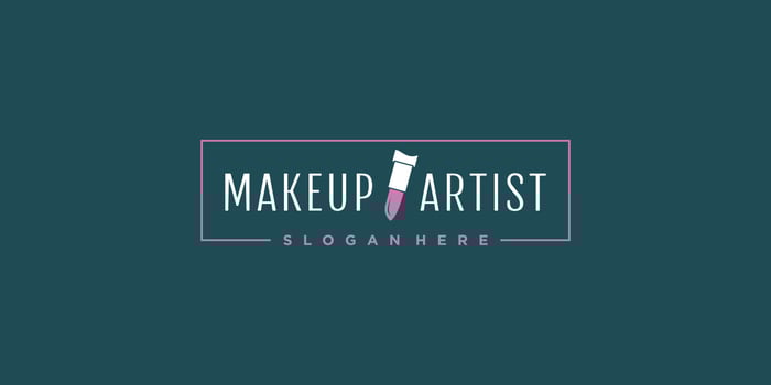 Makeup beauty logo design with lips concept Premium Vector