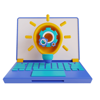 3D illustration laptop idea setting png