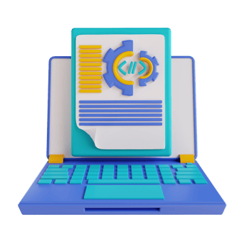 3D illustration laptop document data settings png