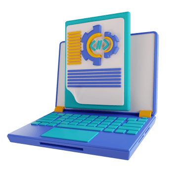 3D illustration laptop document data settings png