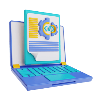 3D illustration laptop document data settings png