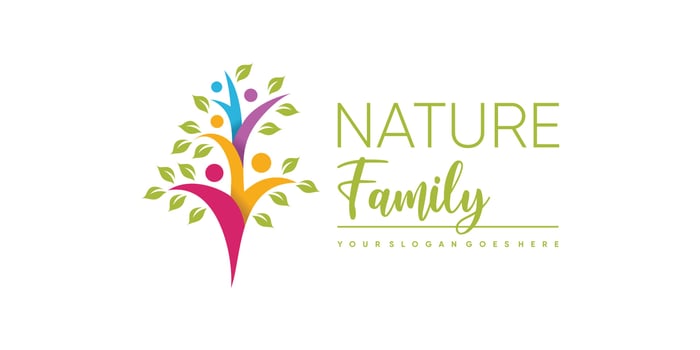 Nature family icon logo design with creative modern style Premium Vector