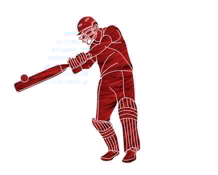 Cricket Player Action Cartoon Sport vector