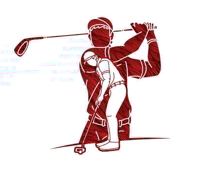 Silhouette Group of Golfer Golf Sport Player Action vector