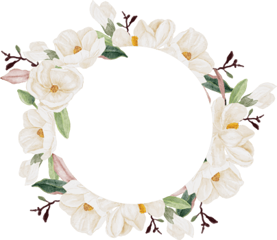 watercolor white magnolia flower branch bouquet square banner background png