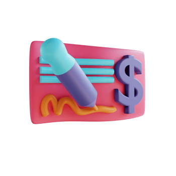 3D illustration bank check png
