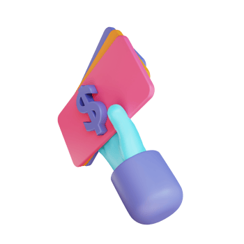 3D illustration hand and cash payment png