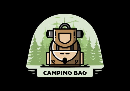 Simple camping bag illustration design vector