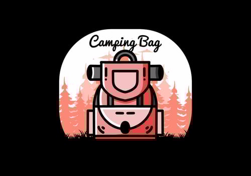 Simple camping bag illustration design vector