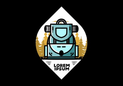 Simple camping bag illustration design vector