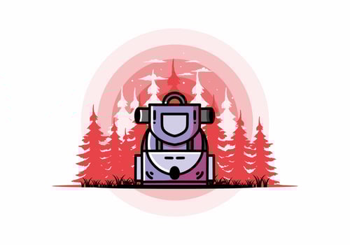 Simple camping bag illustration design vector