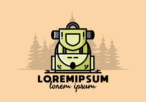 Simple camping bag illustration design vector