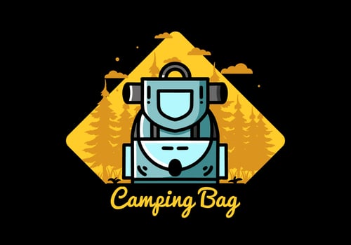 Simple camping bag illustration design vector