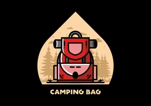 Simple camping bag illustration design vector